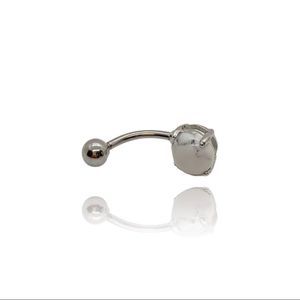 Belly button ring white marble stone